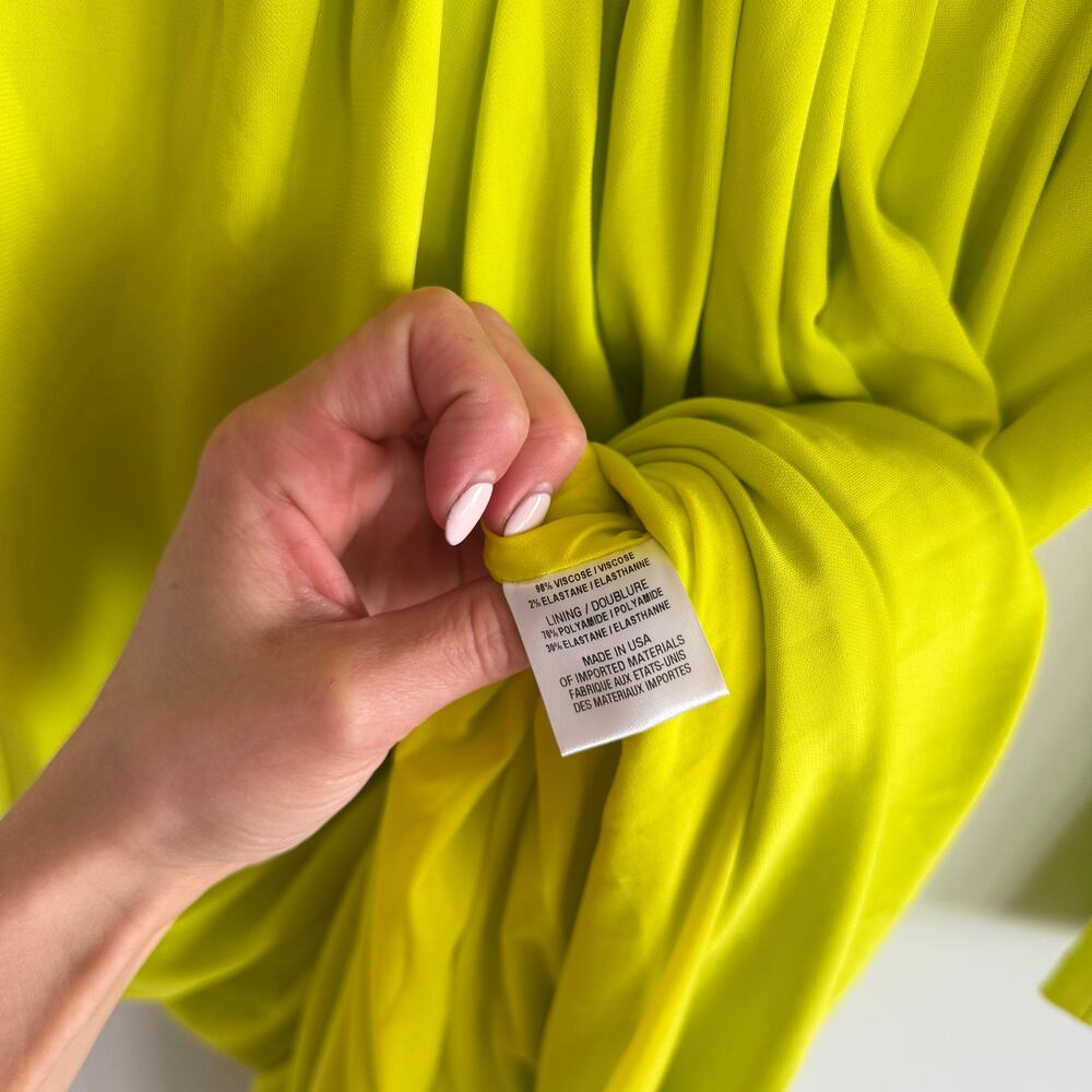Cushnie Et Ochs Neon Deep V-Neck Midi Evening Dress Yellow 6 - Picture 8 of 9